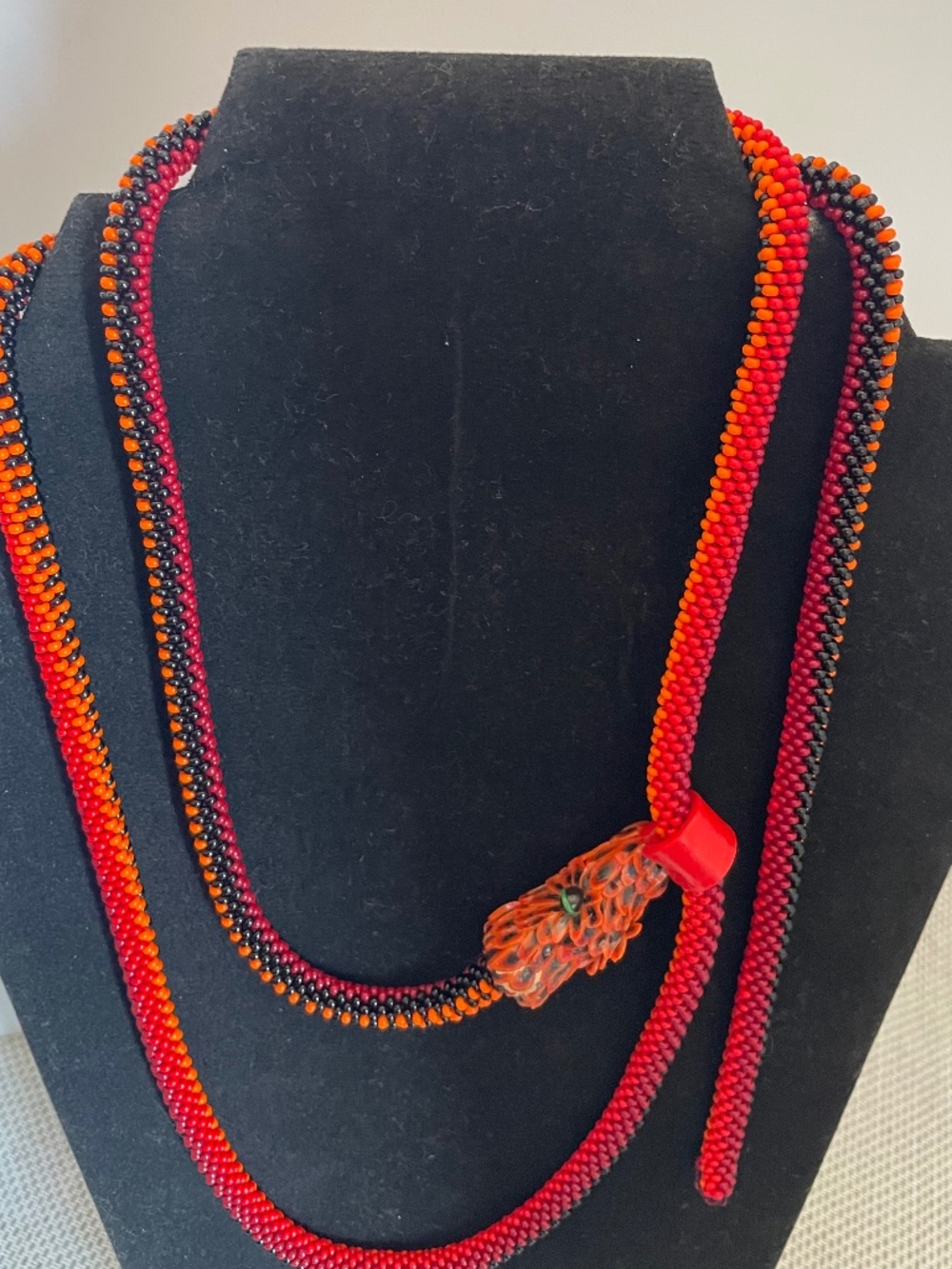 Handmade Beaded Crochet Necklace - "Fashion Friendly  Snake Design"